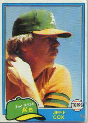 1981 Topps Baseball Cards      133     Jeff Cox RC